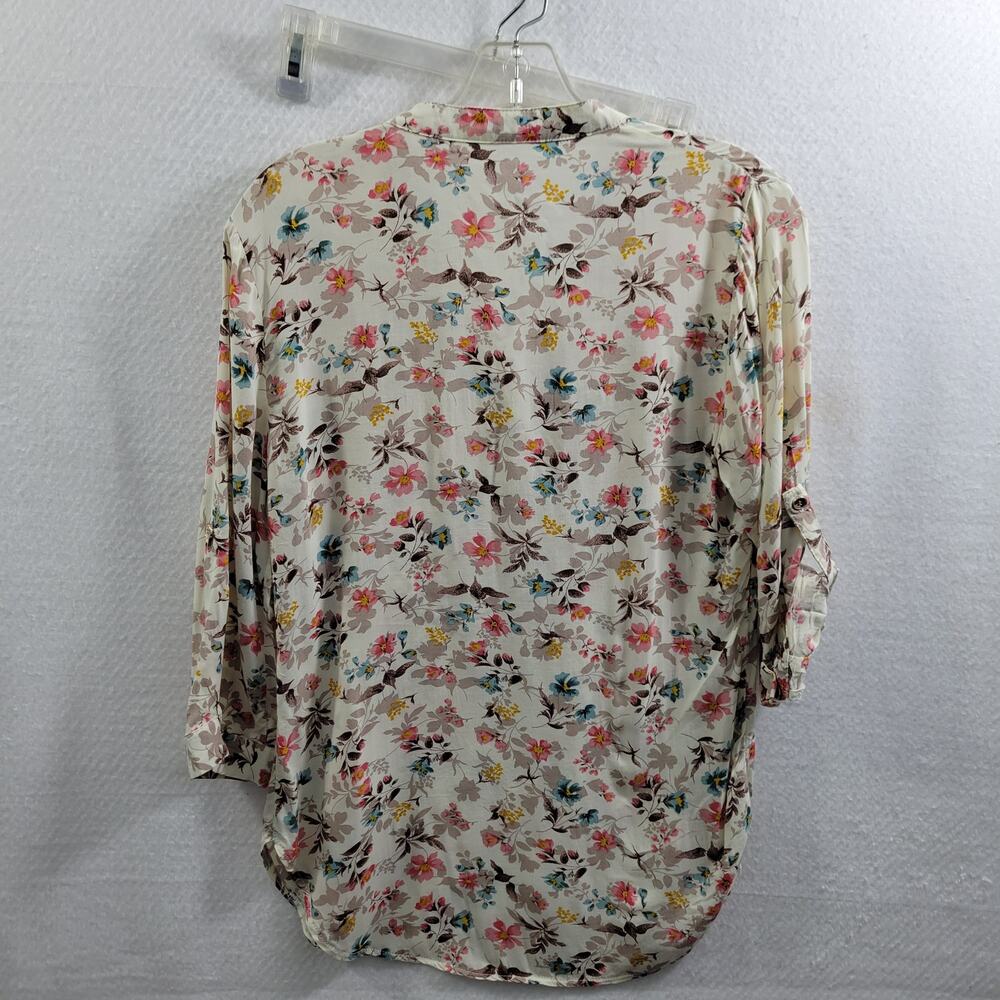 Agaci Women's Floral Blouse Gold Zippered Pockets Size L 11824-0627 - Picture 5 of 6